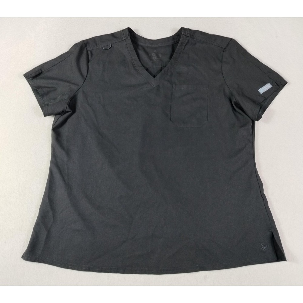Med Couture Scrub Top Womens XL Black V Neck Insight Medical Workwear Nurse